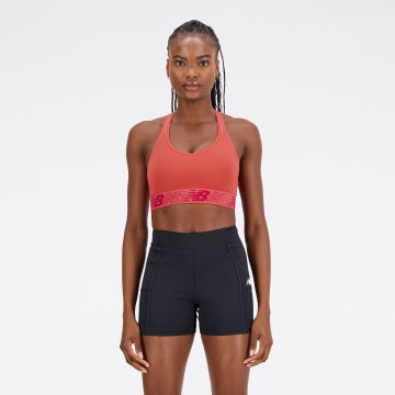 Top New Balance Crop Pace Bra 3 Naranja Mujer