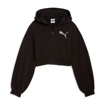 Hoodie Puma Original Ess Graphic Bedazzled Fz Tr Negro Mujer
