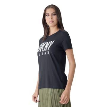 Camiseta Logo DKNY Original Negro Para Mujer