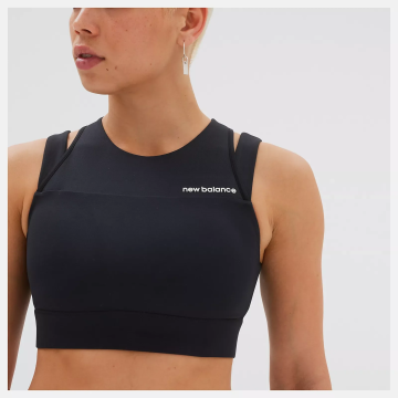 Top New Balance Original Shape Shield Crop Bra Negro Mujer