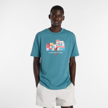 Camisa Deportiva New Balance Original Boxes Azul Para Hombre