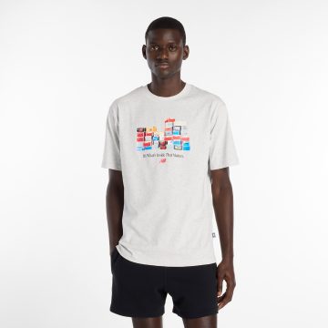 Camisa Deportiva New Balance Original Boxes Gris Para Hombre