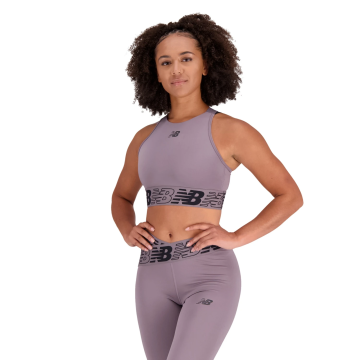 Top New Balance Original Relentless Crop Bra Lila Para Mujer