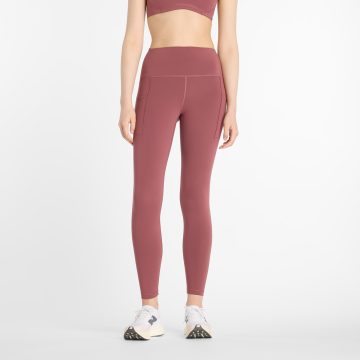 Leggings New Balance Originales Sleek Pocket Rise Rojo Mujer