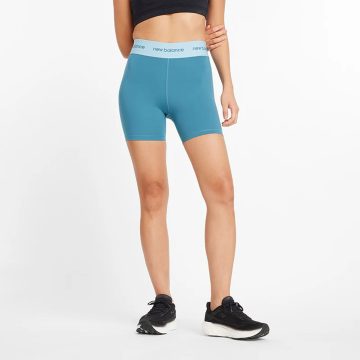 Pantaloneta New Balance Original Sleek High Rise5 Azul Mujer